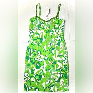 Vintage Spenser Jeremy‎ Womens 8 Green Floral Sleeveless 90s Dress Y2K Cotton